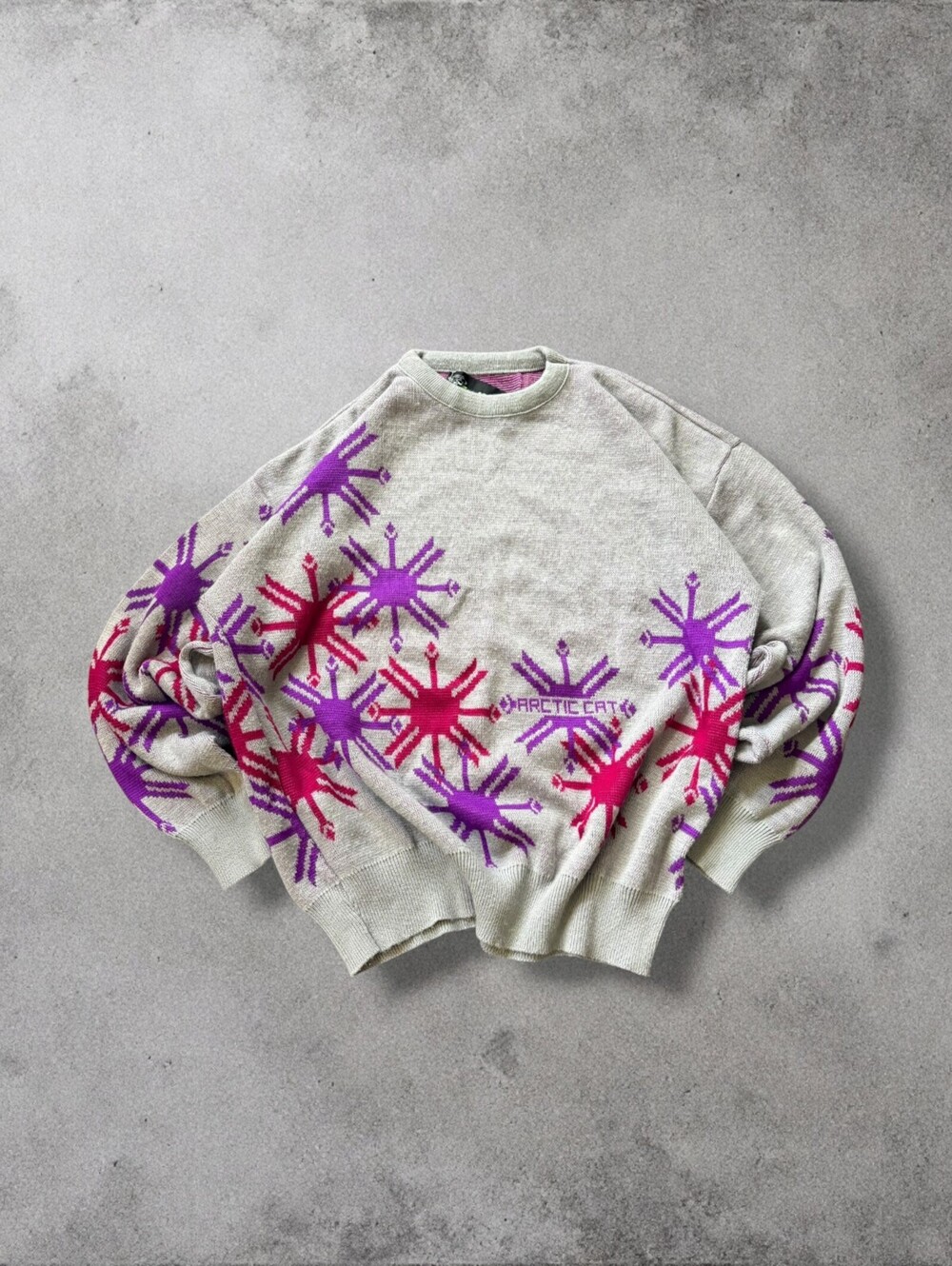 Vintage 90s Knit Crewneck Pullover Sweater Arctic Wear Patterned Made in USA